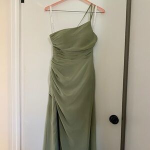 Azazie Pistachio Green Chiffon one Shoulder Dress